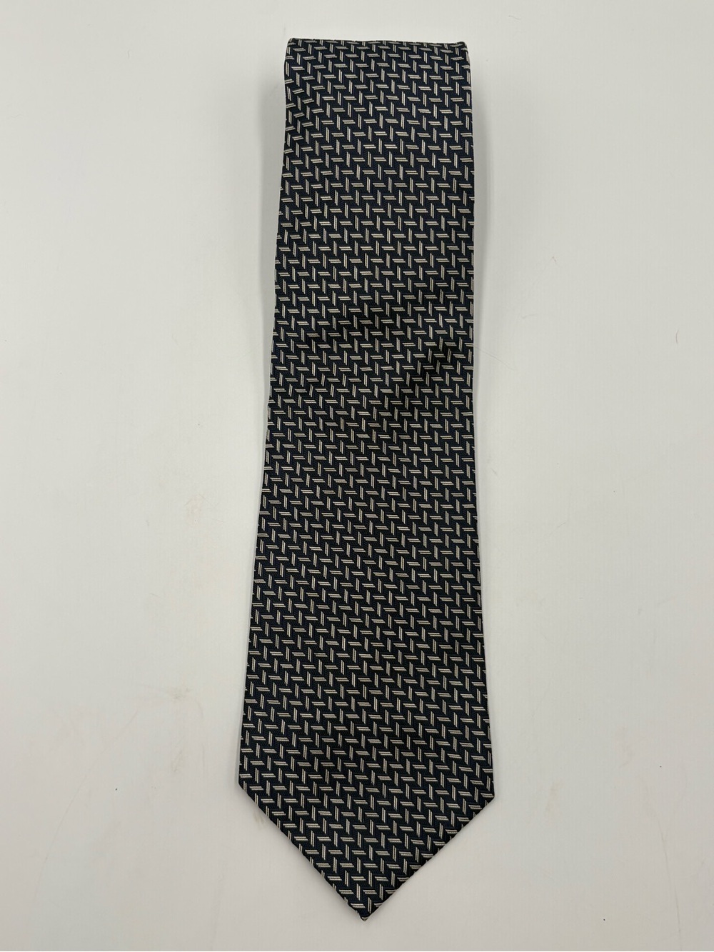 Lauren Ralph Lauren Men’s Neck Tie Navy Geometric Woven Designer